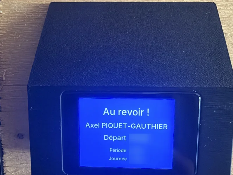 Écran de sortie LemonPunch affichant « Au revoir » et le récapitulatif du temps de présence